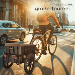tectake® Fahrradanhänger, 2 in 1 multifunktional, luftgefüllte Profilreifen mit Kugellager, Belastbarkeit 50 kg, 70 Liter, ca. 148 x 64 x 81 cm