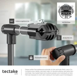 tectake® Fahrradmontageständer, für alle gängigen Modelle, lackschonend, inklusive Werkzeugablage mit Montageschlüssel