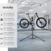 tectake® Fahrradmontageständer, Belastbarkeit 50 kg, klappbar mit Schnellverschlüssen, lackschonend, inklusive Vorderrad-Stabilisator und magnetischer Werkzeugablage