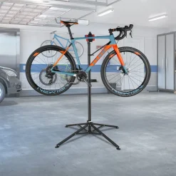 tectake® Fahrradmontageständer, klappbar, für alle gängigen Modelle, lackschonend, inklusive Werkzeugablage