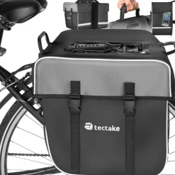 tectake® Fahrradtasche, für den Gepäckträger, mit Schnallenverschluss, Tragegriff und Reflektorstreifen, 34 x 17 x 30 cm