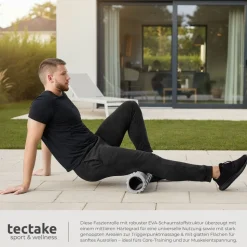 tectake® Faszienrolle, mit verschiedenen Noppenzonen, zum Lösen von Verklebungen und Muskelverhärtungen, leichte Reinigung, 335 x 145 mm
