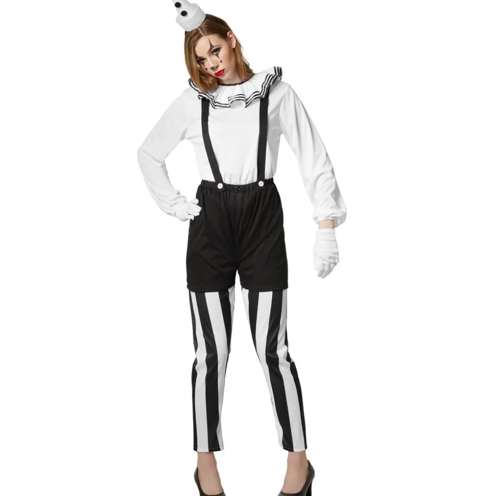 tectake® Frauenkostüm Clown schwarz-weiß