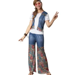 tectake® Frauenkostüm Groovy Flower Girl
