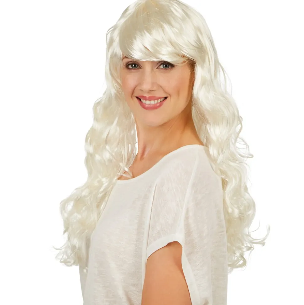 tectake® Frauenperücke Weißblond lang