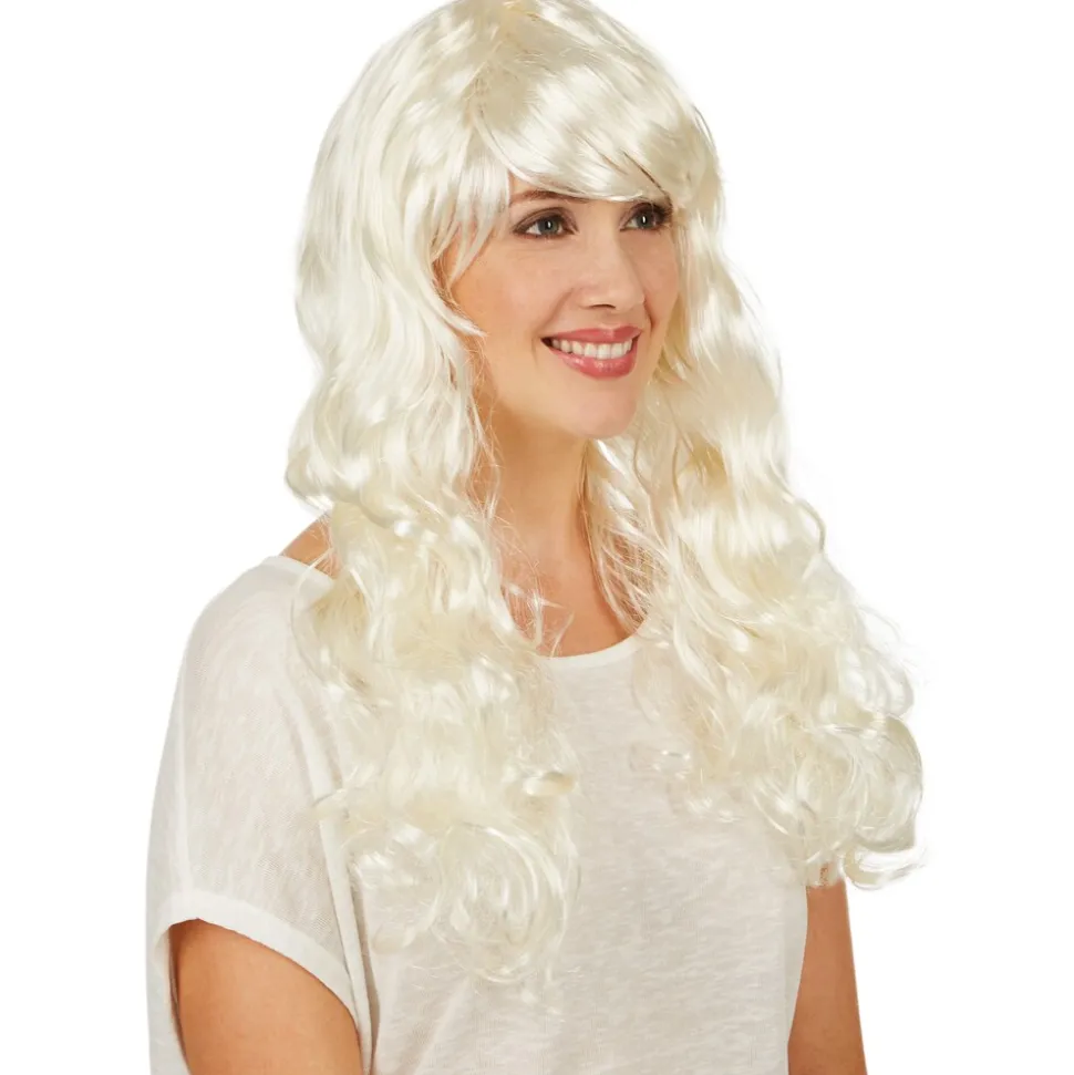 tectake® Frauenperücke Weißblond lang