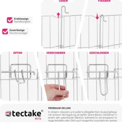 tectake® Freilaufgehege, aus 8 Gitterelementen, große Tür mit Verriegelung, 145 x 73 cm