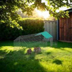 tectake® Freilaufgehege für Kaninchen, aus 12 Gitterelementen, 2 Türen, 180 x 75 x 75 cm