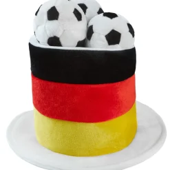 tectake® Fußball Fan Zylinder Deutschland mit Fußbällen
