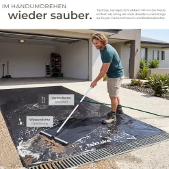 tectake® Garagenbodenmatte, 2,4 x 5 m, mit Klettpads und Alkoholtüchern, inklusive ausziehbarem Abzieher