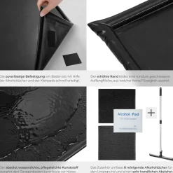 tectake® Garagenbodenmatte, 2,4 x 5 m, mit Klettpads und Alkoholtüchern, inklusive ausziehbarem Abzieher