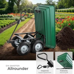 tectake® Gartenwagen, mit Kippfunktion, leichtgängige Lenkachse, Belastbarkeit 300 kg