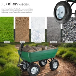 tectake® Gartenwagen, mit Kippfunktion, leichtgängige Lenkachse, Belastbarkeit 300 kg