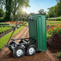tectake® Gartenwagen, mit Kippfunktion, leichtgängige Lenkachse, Belastbarkeit 300 kg