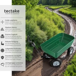 tectake® Gartenwagen, mit Kippfunktion, leichtgängige Lenkachse, Belastbarkeit 300 kg