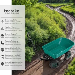 tectake® Gartenwagen, mit Kippfunktion, leichtgängige Lenkachse, Belastbarkeit 120 kg