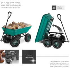 tectake® Gartenwagen, mit Kippfunktion, leichtgängige Lenkachse, Belastbarkeit 120 kg