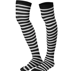 tectake® Gestreifte Overknee-Strümpfe schwarz-weiß
