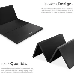 tectake® Gymnastikmatte, klappbar und erweiterbar, hautfreundlich und pflegeleicht, 240 x 120 x 5 cm