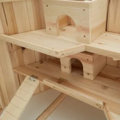 tectake® Hamsterkäfig, aus Holz, aufklappbares Dachgitter, 115 x 60 x 58 cm
