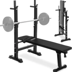tectake® Hantelbank, klappbar, gepolstert mit Kunstlederbezug, rutschfest, 118 x 55 x 106 cm
