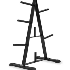 tectake® Hantelscheibenständer, mit 7 Aufnahmen, platzsparend, bodenschonende Kunststoffkappen, Belastbarkeit 200 kg