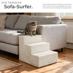 tectake® Haustiertreppe, für Hunde und Katzen, Belastbarkeit 50 kg, pflegeleicht, 37 x 45 x 34,5 cm