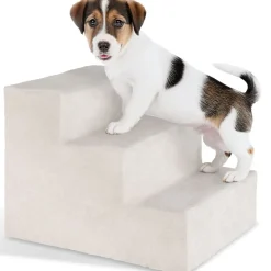 tectake® Haustiertreppe, für Hunde und Katzen, Belastbarkeit 50 kg, pflegeleicht, 37 x 45 x 34,5 cm