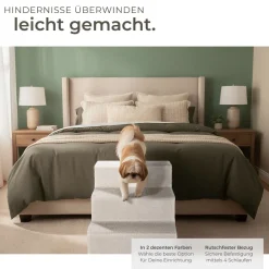 tectake® Haustiertreppe, für Hunde und Katzen, Belastbarkeit 50 kg, pflegeleicht, 37 x 45 x 34,5 cm