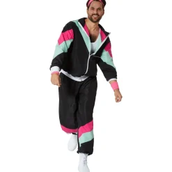 tectake® Herrenkostüm Retro 80er 90er Jahre Jogginganzug