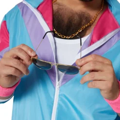 tectake® Herrenkostüm Retro 80er 90er Jahre Jogginganzug Set