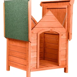 tectake® Hundehütte, aus lasiertem Holz, aufklappbares Spitzdach mit Bitumenoberfläche, 72 x 65 x 83 cm