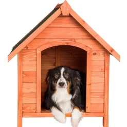 tectake® Hundehütte, aus lasiertem Holz, aufklappbares Spitzdach mit Bitumenoberfläche, 72 x 65 x 83 cm