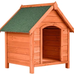tectake® Hundehütte, aus lasiertem Holz, aufklappbares Spitzdach mit Bitumenoberfläche, 72 x 65 x 83 cm