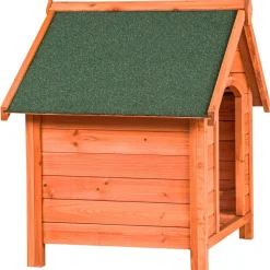 tectake® Hundehütte, aus lasiertem Holz, aufklappbares Spitzdach mit Bitumenoberfläche, 72 x 65 x 83 cm