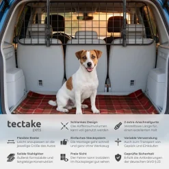 tectake® Hundeschutzgitter, verstellbare Breite, mit 2 extra Anschnallgurten, 91,5 x 30,5 x 5 cm