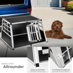 tectake® Hundetransportbox doppel, mit gerader Rückwand, verschließbare Gittertür, mit schützenden Kunststoffecken