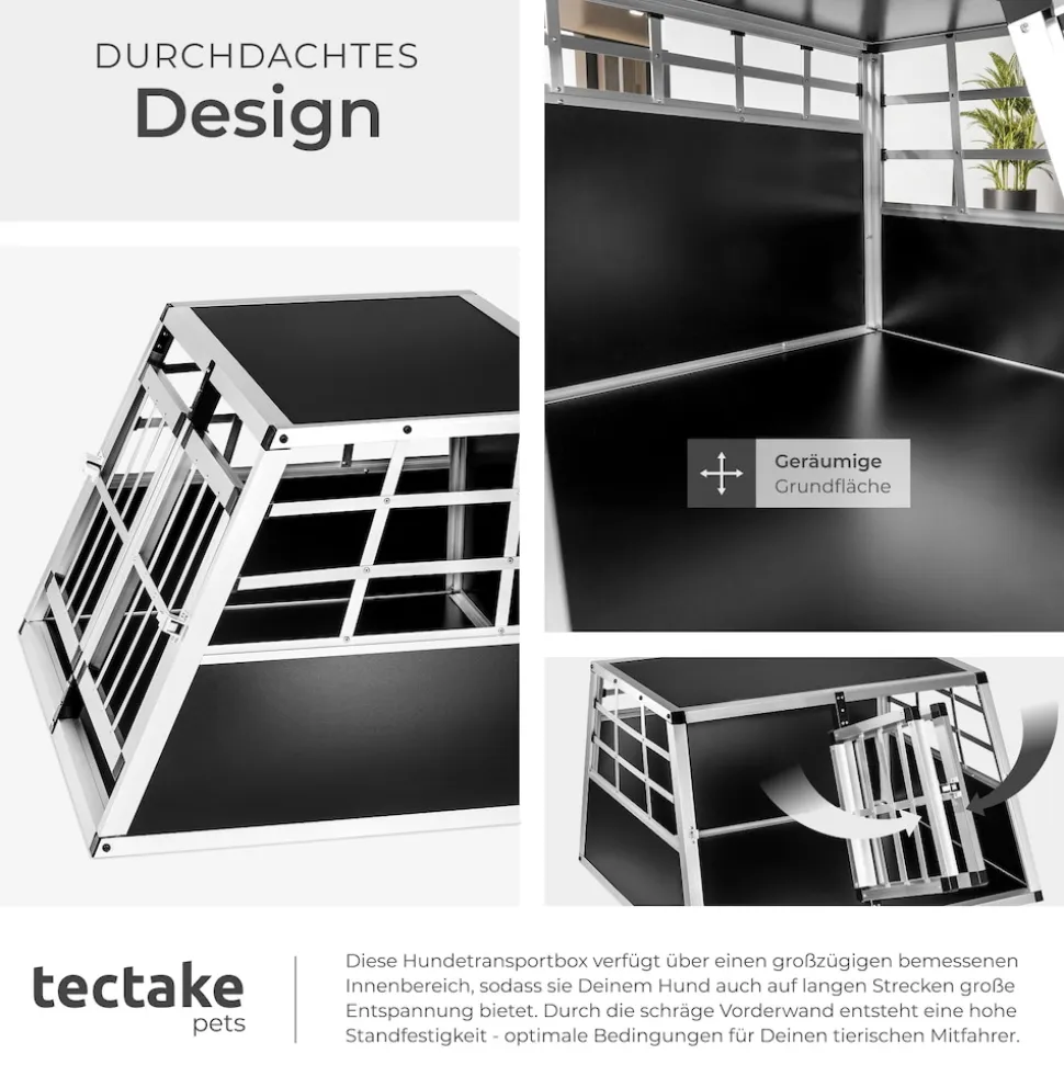 tectake® Hundetransportbox doppel, mit gerader Rückwand, verschließbare Gittertür, mit schützenden Kunststoffecken