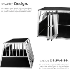 tectake® Hundetransportbox doppel, mit schräger Rückwand, verschließbare Gittertür, mit schützenden Kunststoffecken