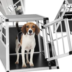 tectake® Hundetransportbox single, mit gerader Rückwand, verschließbare Gittertür, mit schützenden Kunststoffecken