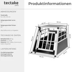 tectake® Hundetransportbox single, mit gerader Rückwand, verschließbare Gittertür, mit schützenden Kunststoffecken