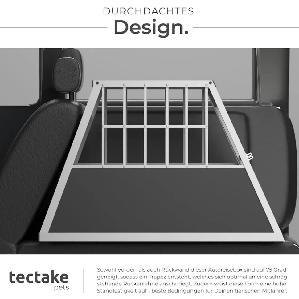 tectake® Hundetransportbox single, mit schräger Rückwand, verschließbare Gittertür, mit schützenden Kunststoffecken, 66 x 90 x 69,5 cm