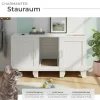 tectake® Katzenschrank, versteckte Eingänge an den Innenseiten, Belüftungslöcher und 4 höhenverstellbare Beine, inklusive Kratzmatte, 120 x 52 x 65 cm