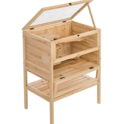 tectake® Kleintierkäfig, aus Holz, aufklappbares Dachgitter, 60 x 40 x 80 cm