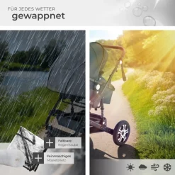 tectake® Kombi-Kinderwagen, 2 in 1, klappbar, mit 5-Punkt-Gurt, Bremse, Schutzbügel und Handschlaufe, pulverbeschichteter Aluminiumrahmen, pflegeleichter Stoffbezug, für 0 bis 36 Monate geeignet, Belastbarkeit 15 kg