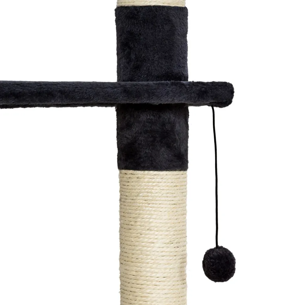 tectake® Kratzbaum, 243 bis 260 cm, mit 2 Katzenhäusern, inklusive 2 Treppen, 2 Spielbällen, Deckenspanner und Kippschutz