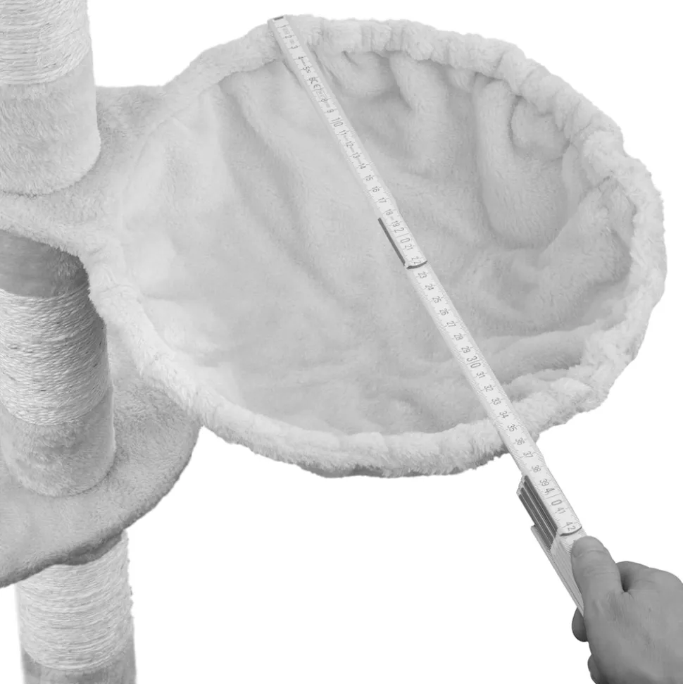 tectake® Kratzbaum, 201 cm, mit 2 Katzenhäusern, inklusive Spielkordel und Kippschutz