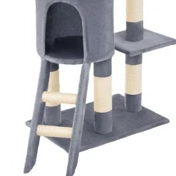 tectake® Kratzbaum, 144 cm, mit Katzenhaus, inklusive Treppe, 3 Spielmäusen und Kippschutz