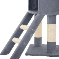 tectake® Kratzbaum, 144 cm, mit Katzenhaus, inklusive Treppe, 3 Spielmäusen und Kippschutz