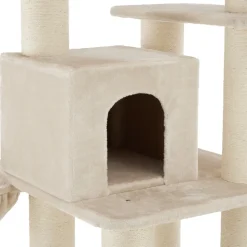tectake® Kratzbaum, 195 cm, mit Katzenhaus, inklusive Treppe, 4 Spielbällen und Kippschutz